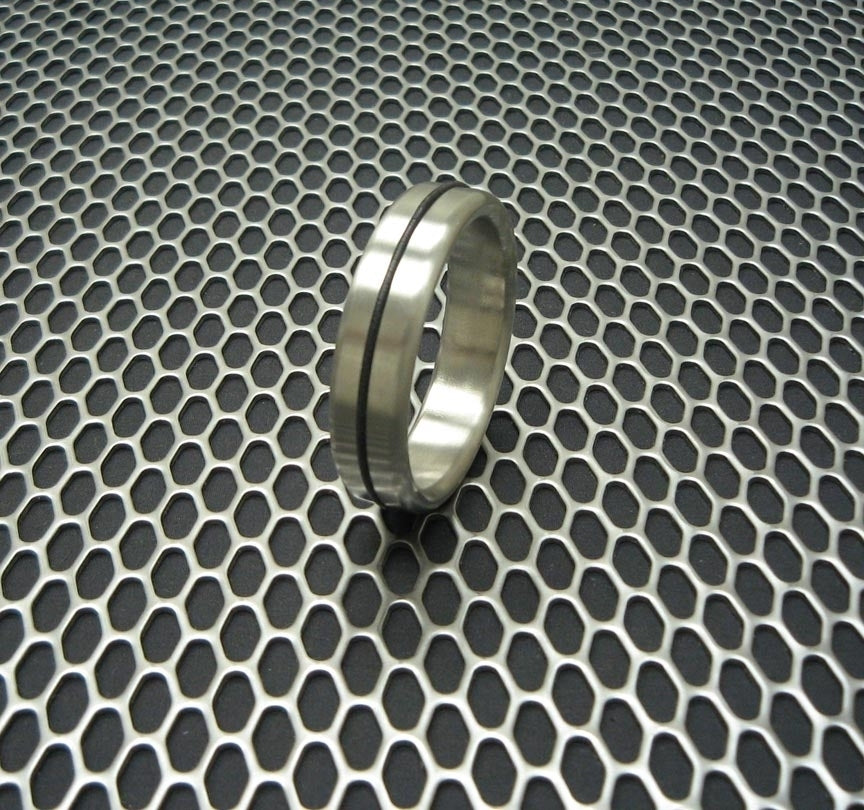 The Single Accent Brushed Stainless Steel Cock Ring.