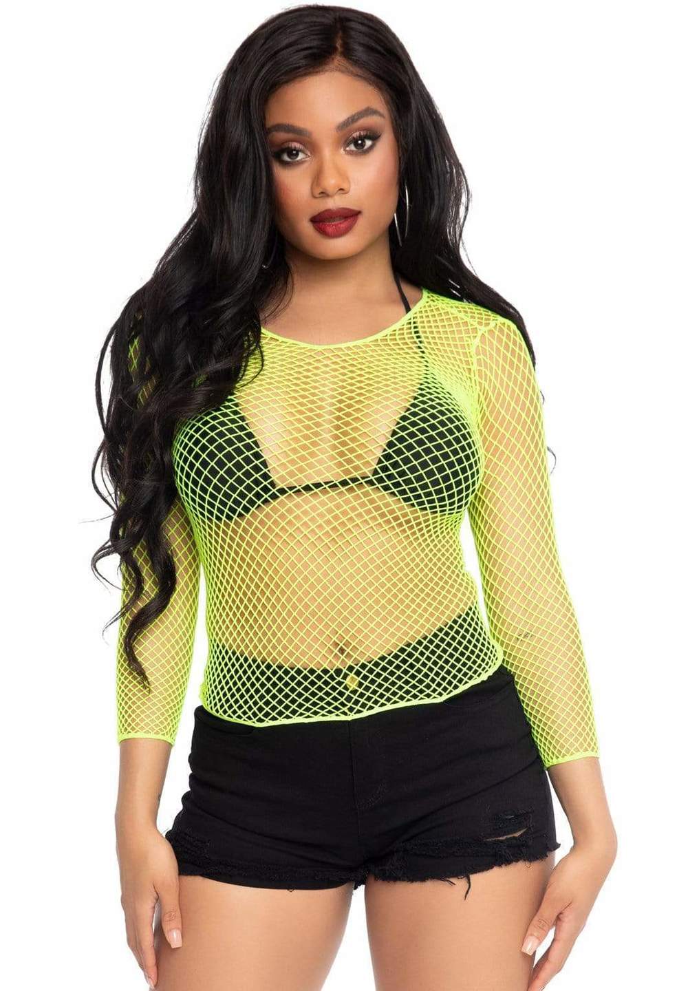 The front of the Neon lime Industrial Net Shirt