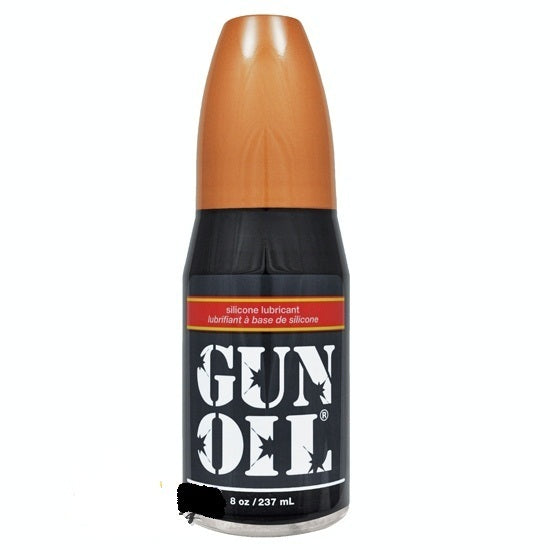An 8 ounce bottle of Gun Oil Silicone.