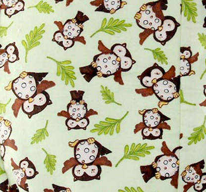  The Owls on Green Cloth Diaper with Velcro Closure.