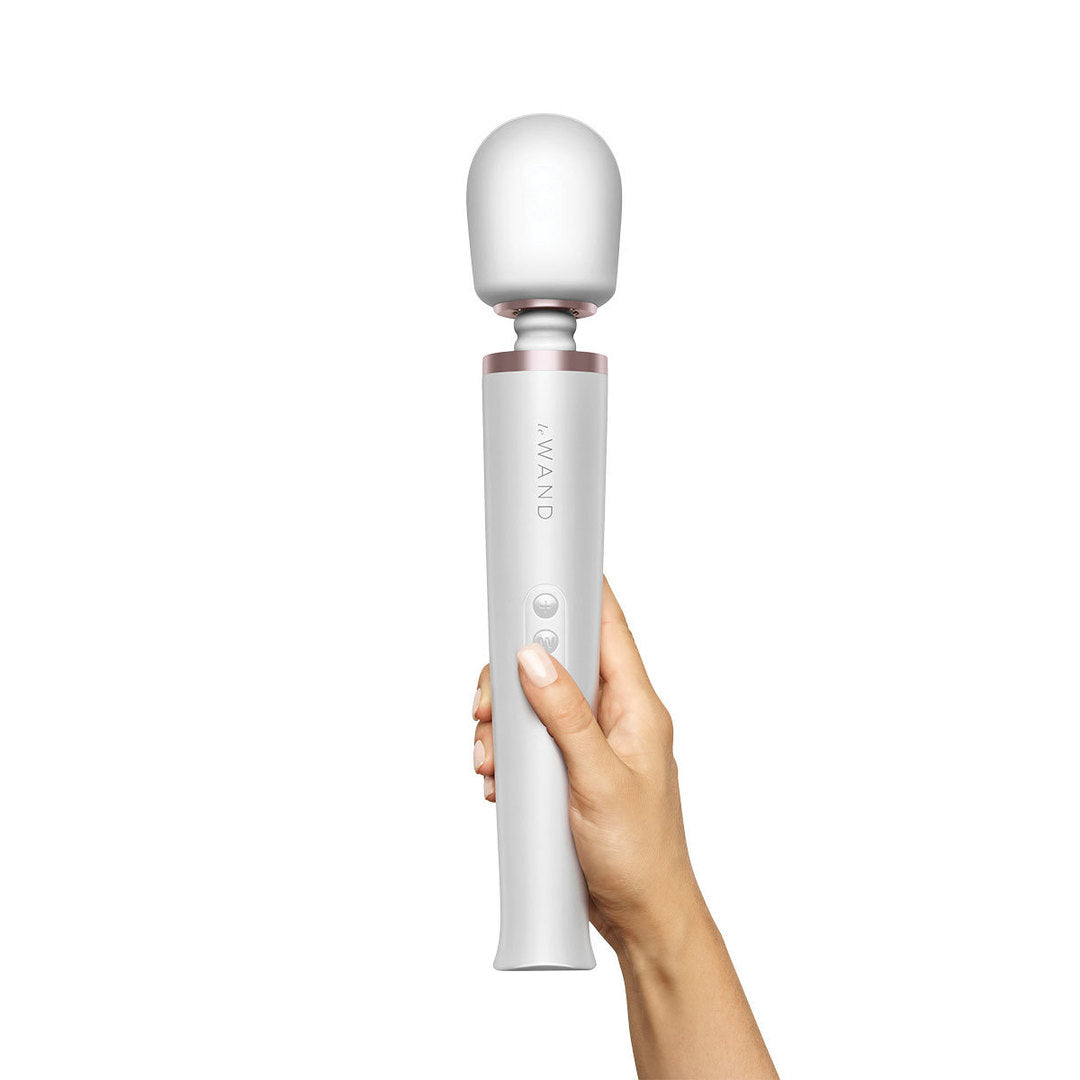 The white Le Wand Rechargeable Vibrator.