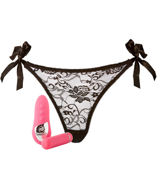 Sensuelle Remote Pleasure Panty Vibrator Black panty with pink vibrator