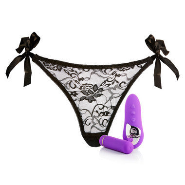 Sensuelle Remote Pleasure Panty Vibrator Black Panty with Purple Vibrator