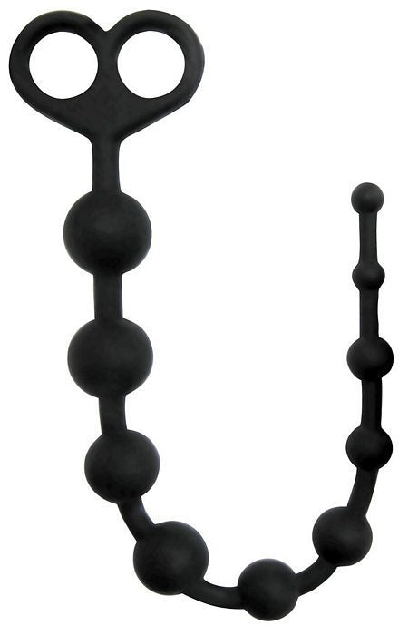 Perfect 10 Anal Beads, Black.