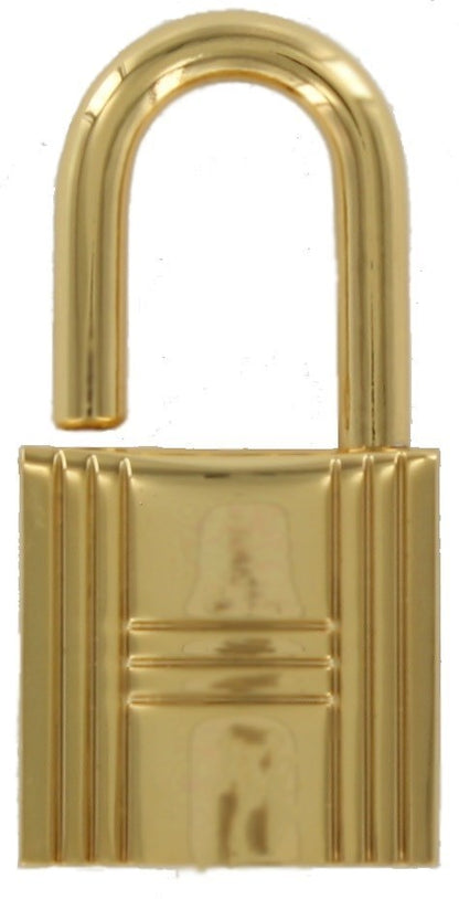 Gold Gunmetal grooved padlock.