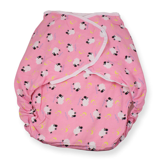 The pink sheep Bulky Fitted Nighttime Cloth Diaper.
