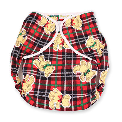 The plaid teddy Bulky Fitted Nighttime Cloth Diaper.