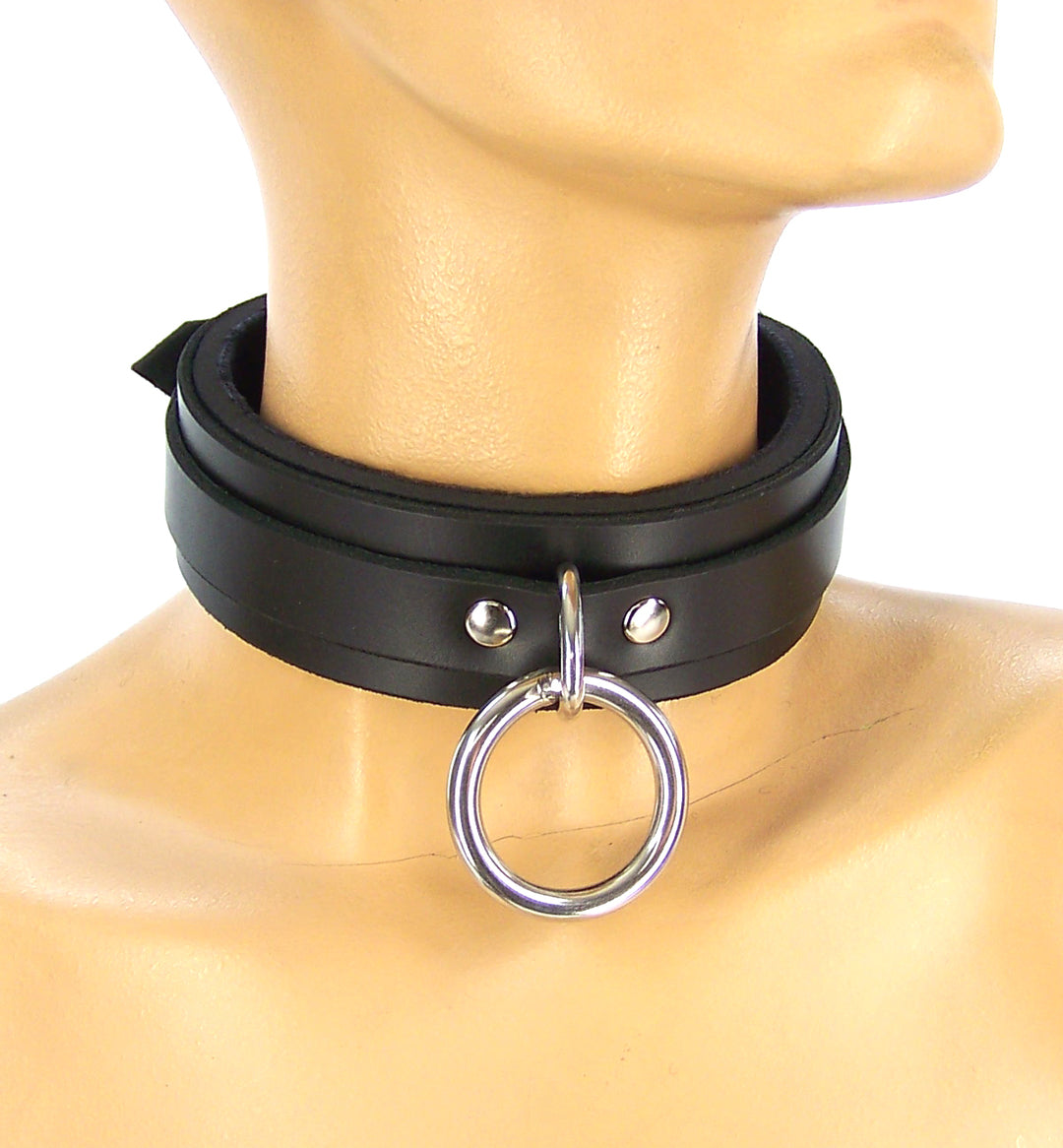 The front view of the Leather Neoprene-lined collar.