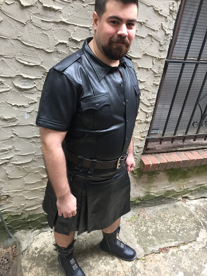 Cowhide Heritage Kilt, front view.