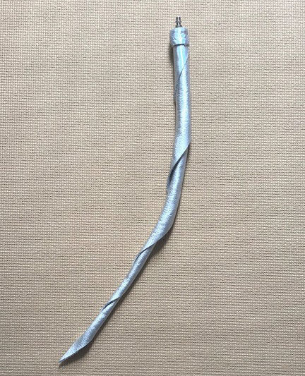 A silver Unique Kink Dragon Tail Head without handle attached.