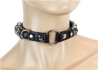 The Center O-Ring Collar with D Rings on a mannequin head.