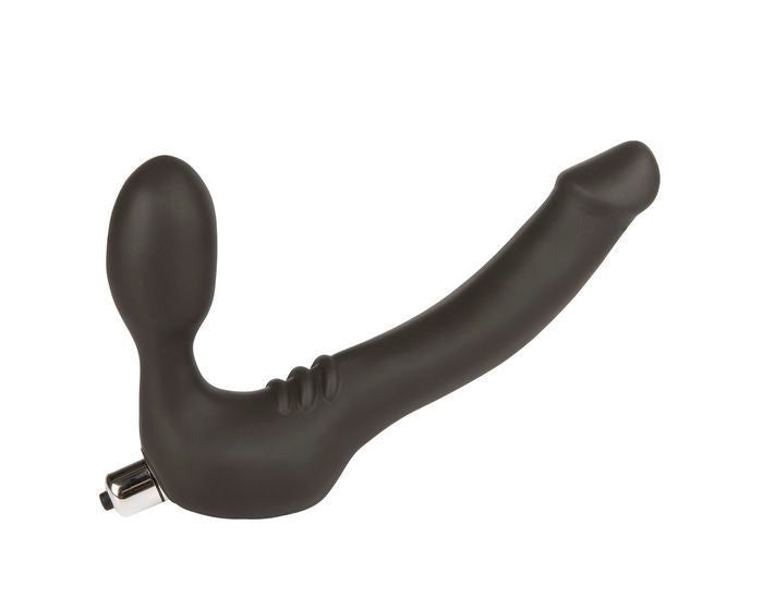 The black Simply Strapless double ended dildo with vibrating bullet.