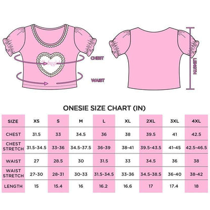 size chart for Little Heart Crop Top