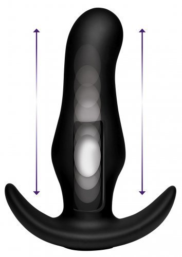 Kinetic Thumping Anal Plug with illustration of internal thumping ball.