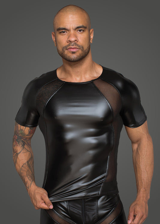 Wetlook and Mesh Panel Shirt, front view.