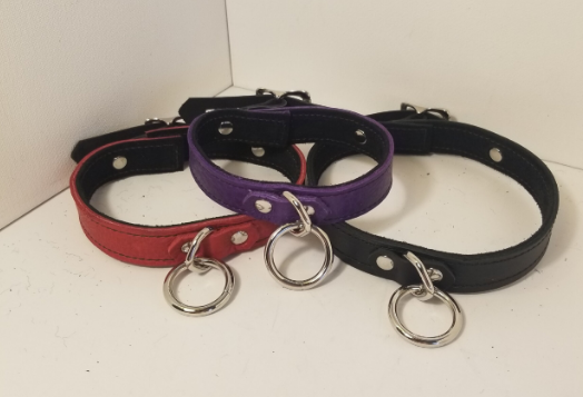 Three Basic Single Ring Collars. Red, purple and black.