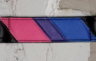 The Bisexual Pride Flag Leather Wrist Cuff.