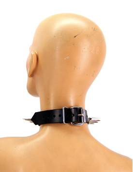 A mannequin displaying the back of the Bondage Collar with Large Spikes.