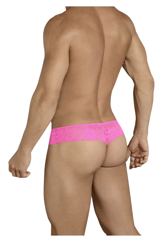 The back of the pink Lace Thong with Pouch.