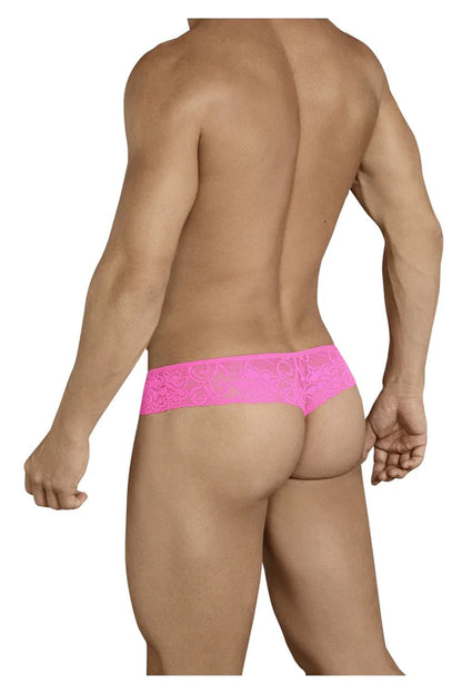 The back of the pink Lace Thong with Pouch.