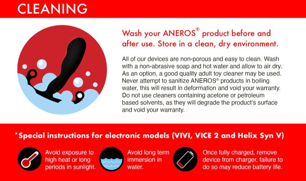Cleaning instructions for Aneros products.