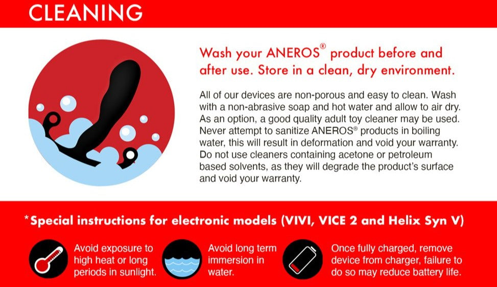 Cleaning and care of Aneros products.