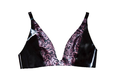 Black and cherry swirl Specialty Latex Bralette.