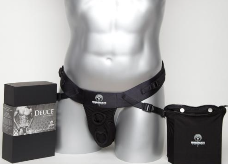 The Deuce Male Double Harness with its packaging.