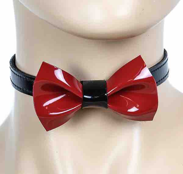 Bowtie Choker, black and red patent.