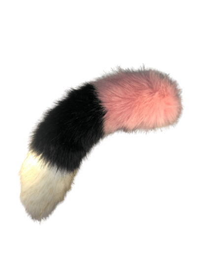 Baby Pink/Black/white faux fur tail with clip.