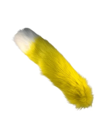Mustard Yellow with White Tip Blue faux fur tail without steel plug.