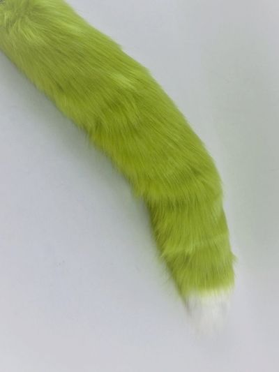 Chartreuse with white tip tail with clip.