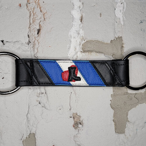 The Bootblack Pride Flag Center Strap.