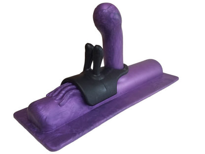 The black rabbit option on top of the The purple G-Wave Sybian Premium Silicone Attachment.