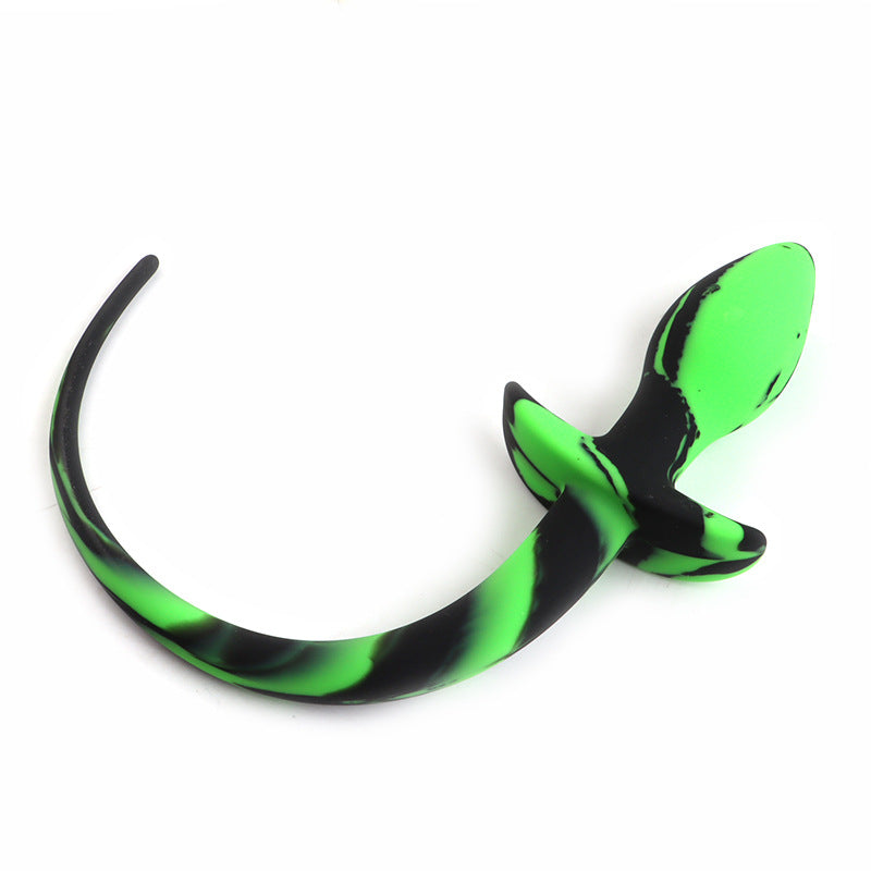 Beginner Silicone Puppy Tail Plug Neon Green / Black