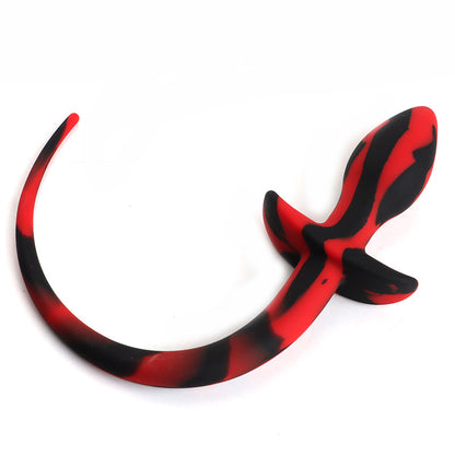 Beginner Silicone Puppy Tail Plug Black / Red