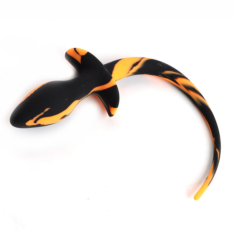 Beginner Silicone Puppy Tail Plug Black / Orange