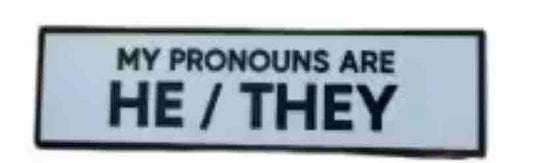 My pronouns are he/they enamel pin.