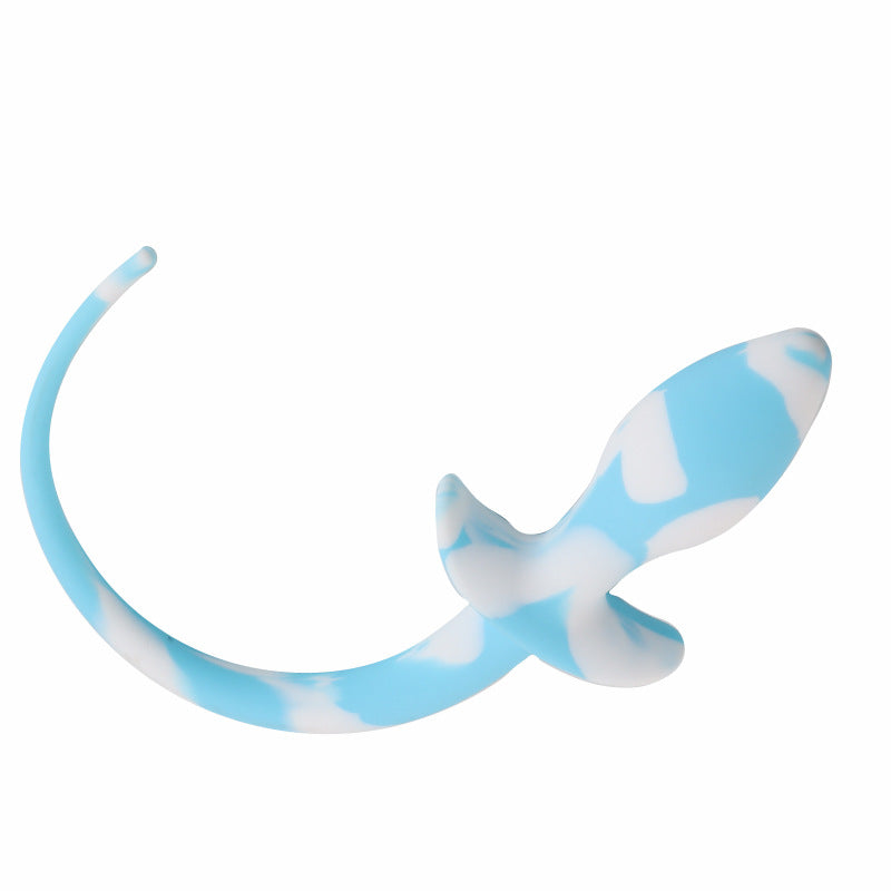 Beginner Silicone Puppy Tail Plug Pastel Blue / White