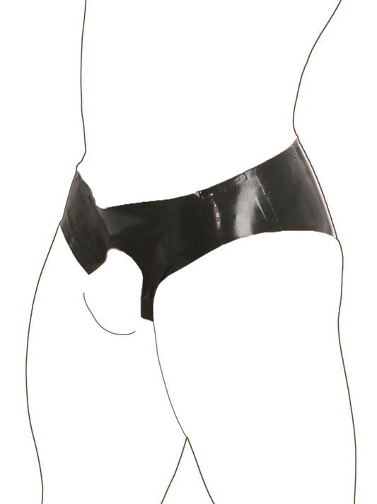 The front and left side of the Latex Hole Brief.
