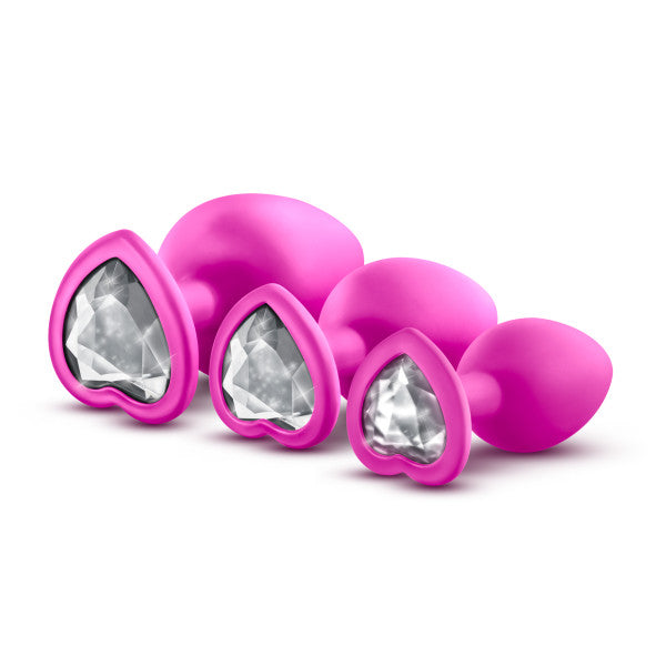 Luxe Bling Heart Anal Plug Kit, Pink and Clear.