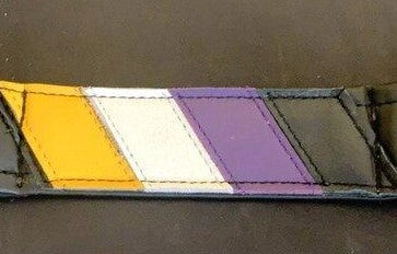 The Nonbinary Pride Flag Leather Armband.