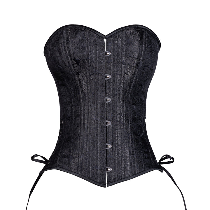 The Rose Brocade Corset in Slim Silhouette, front view.