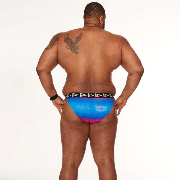 A model showing the back of the Low Rise Bikini.