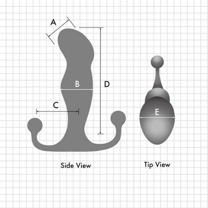 A diagram showing the size of the Aneros Progasm Prostate Massager.