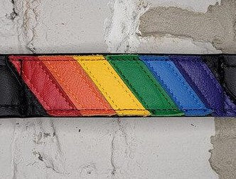 The Rainbow Pride Flag Leather Wrist Cuff.