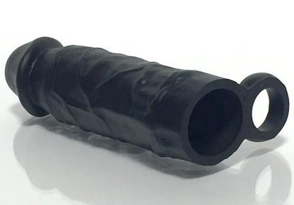 The black Boneyard Meaty Silicone Cock Extender with cock ring.