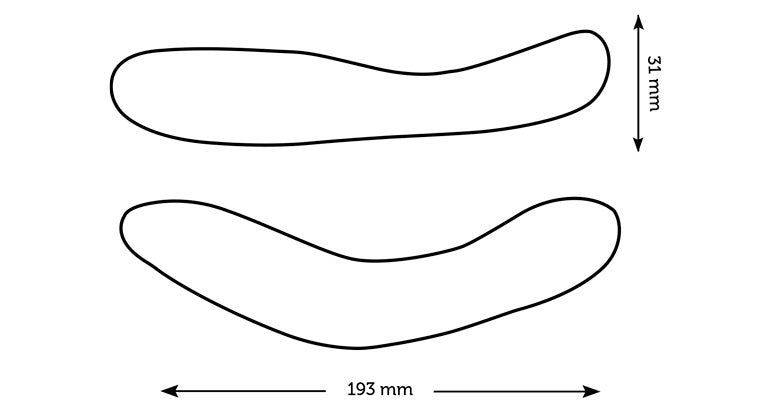 A diagram showing the dimensions of the We-Vibe Rave G-Spot Remote Vibrator; 31mm x 193mm.