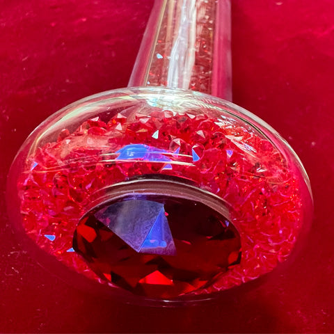 Crystal Sparkle Glow Basix Dildo red cherry bomb base w/crystal
