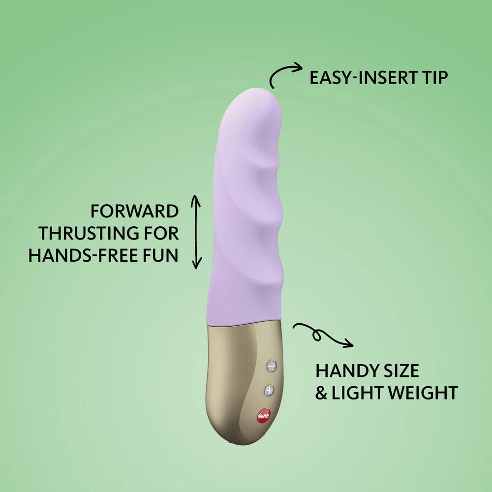 A diagram showing some of the features of the Pastel Lilac Stronic Petite Thruster.